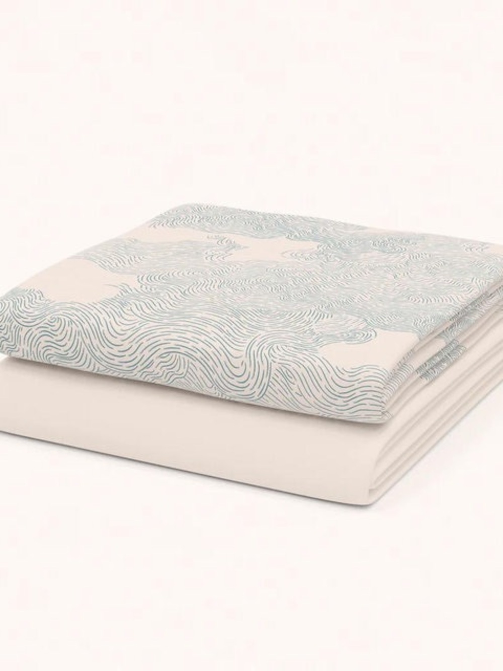 Nestig “Whirl” Crib Blue Wave Pattern Fitted Sheet - Light Blue & White